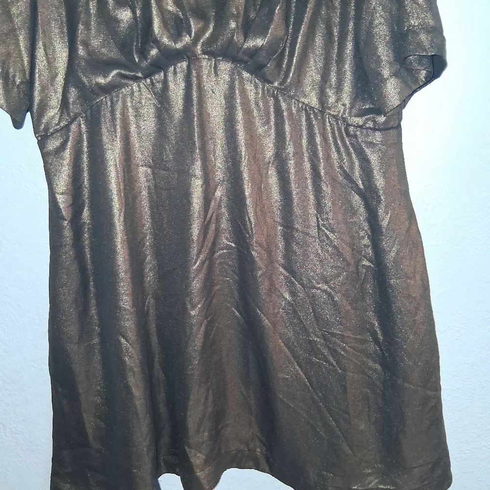 Emily And Fin Shake And Shimmer A Line Mini Dress Gold Metallic XXL - Picture 4 of 8